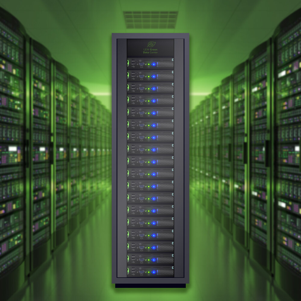 Produktrendering Full Rack im LEW Green Data Center